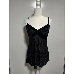 Vintage Shirley of Hollywood‎ Sheer Black Velvet Zebra Print Camisole Top Large